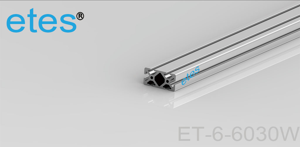 铝型材 6 系列 60x30, 重型，氧化银白   ET-6-6030W