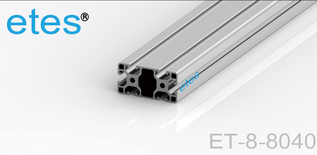 铝型材 8 系列 80x40, 氧化银白   ET-8-8040